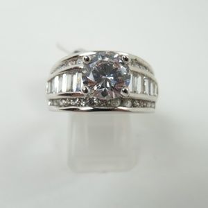 925 Silver CZ Diamond Baguette Ring